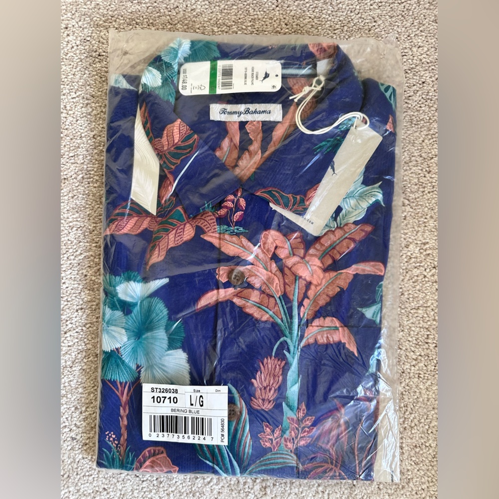 Tommy Bahama Navy Tropical Print Shirt